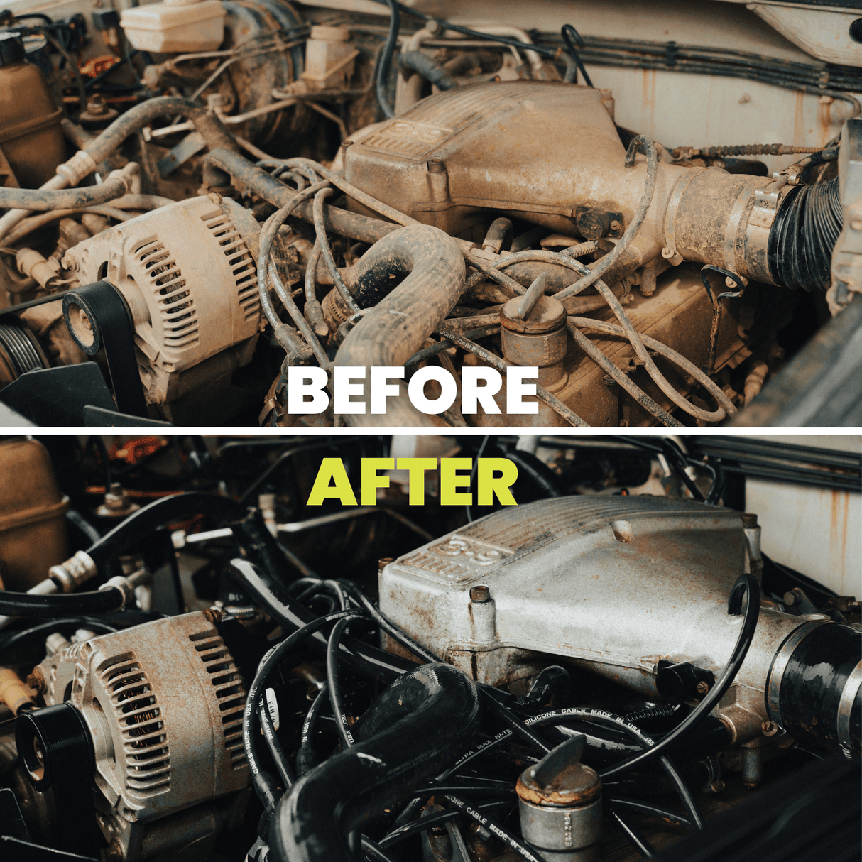 before and after using Salt Shift Heavy Duty Degreaser