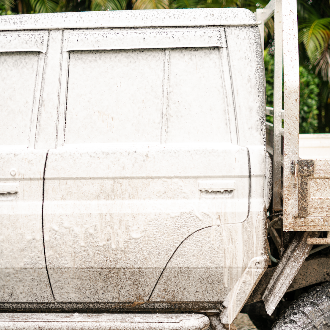 snow foam on truck